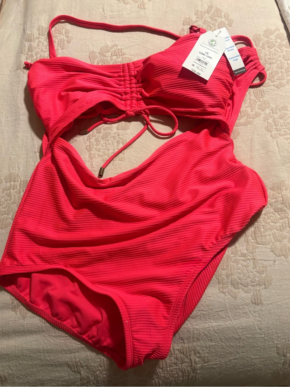 Women’s Hot Pink One-Piece Swimsuit with Ruched Front